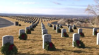 Wreaths Across America decorate graves at the Idaho State Veterans Cemetery