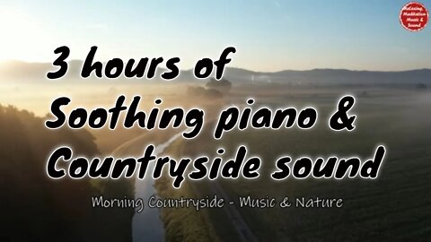 Soothing music with piano and countryside sound for 3 hours, relaxation music for body and mind