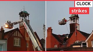 A Grade-II listed bell tower went up in flames after it was struck by lightning