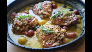 French Chicken Tarragon - Creamy Chicken Thighs Recipe