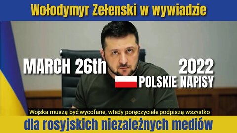 Wołodymyr Zełenski, wywiad 26.03.2022 cz.13 z 18 - Broń biologiczna i chemiczna