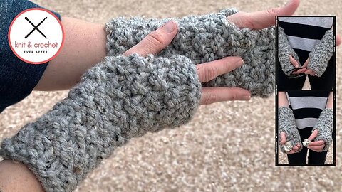 Granite Fingerless Mitts Free Beginner Knit Pattern Tutorial + Giveaway!