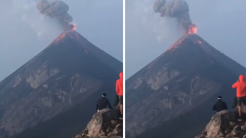 View of Volcán de Fuego erupting in Guatemala