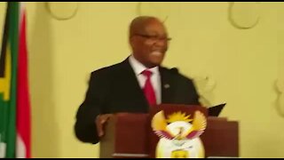 With the signature giggle, Zuma bows out (sz6)