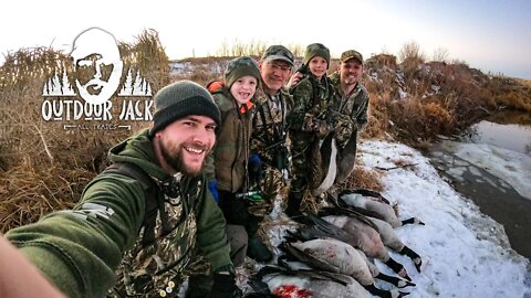 Afternoon Goose Hunt on a Loaded Frozen Pond - FIRST GOOSE! | Outdoor Jack