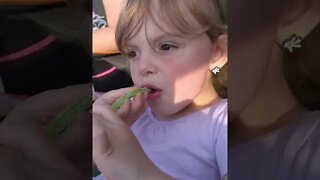 How a little girl reacts to sour candy