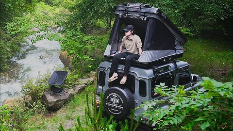 Too Cold Summer Camping In The Rainy Secret Valley | Land Rover Defender | ASMR