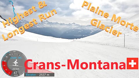 [4K] Skiing Crans-Montana, Plaine Morte Kandahar Full Top to Bottom, Valais Switzerland GoPro HERO10