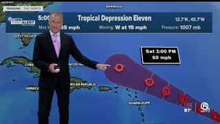 Tropical Depression 11 could become Tropical Storm Josephine