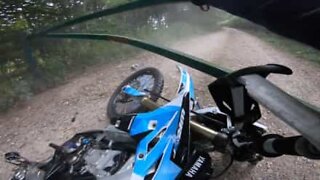 Biker hits gate at 65 km/h!