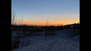 Beautiful orange colours sunrise in Calgary, Alberta