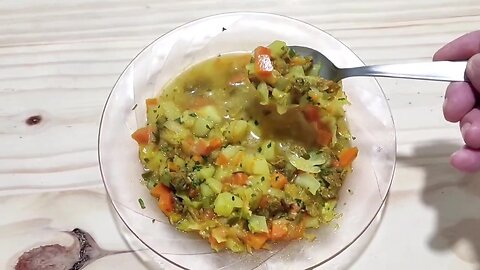 Powerful vegetable soup with meat