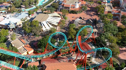 Drone View From Inside Six Flags Fiesta Texas - 2021 Walk To End Alzheimer's