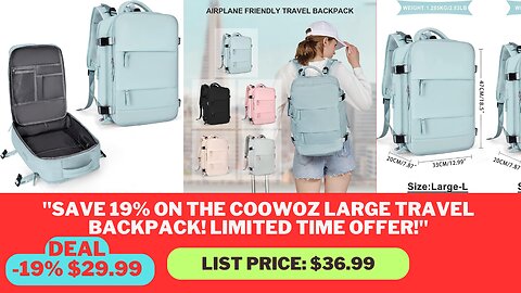 "19% Off Fall Sale: Coowoz Large Travel Backpack - Waterproof, Stylish, and Durable!"