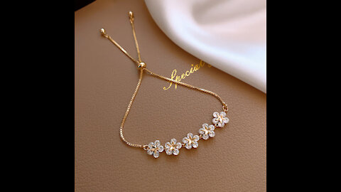 Luxury Flower Zircon Adjustable Party Bracelet