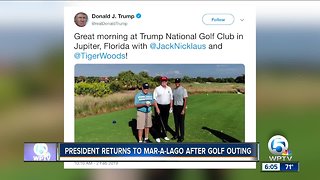 Trump on course with pro golfers Jack Nicklaus, Tiger Woods