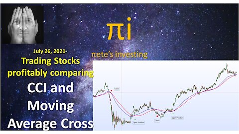 Trading Stocks profitably comparing CCI and Moving Average Cross July 26 2021