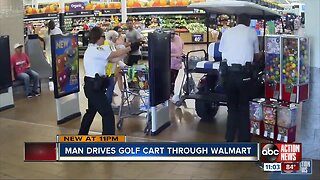 Florida man drives golf cart into Walmart as deputies chase him with a Taser