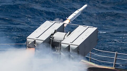 Mk-29 Sea Sparrow Missile Launcher - RIM-162 ESSM & RIM-7P During Sea Trials