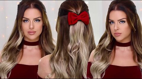 New Years Party Hair - Half Up Bouncy Waves Hairstyle