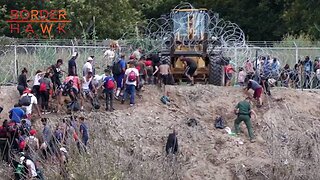 Biden Regime Deploys Heavy Machinery to LIFT Razor Wire for Massive Mob of Illegals at Rio Grande