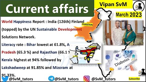 23 March 2023 Current Affairs || हिंदी + Eng | Current Affairs 2023 | Static gk | #svm_tutors