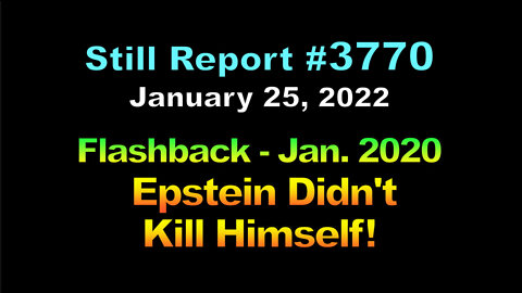Flashback – Jan. 2020 - Epstein Didn’t Kill Himself, 3770