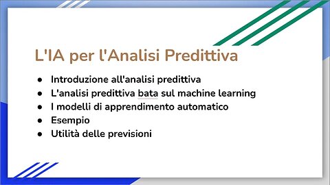 L'IA per l'Analisi Predittiva