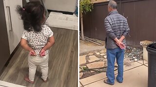 Little Girl Has A Quirky Walk Just Like Her Grandpa