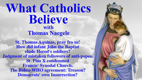 St. Thomas Aquinas, pray for us! How did infant John the Baptist elude Herod's soldiers? Judgment of mistaken followers of anti-popes. St. Pius X condemned Francis' Synodal Church. The Biden-WHO agreement: Treason? Democrats' own Insurrecti