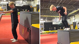 Parkour Athlete Impressively Does A Backflip Jump On A High Box