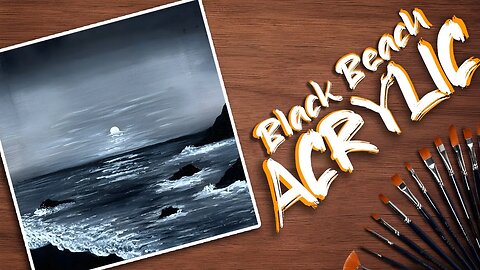 Black Beach Acrylic Painting Tutorial for Beginners