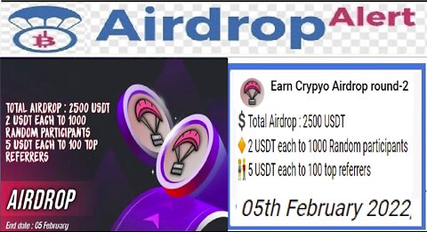【Aidrop EarnCrypyo】Ganhe 2 USDT cada para 1000 participantes aleatórios | CryptoCurrency