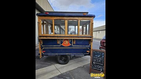 7.5' x 10' Trolley Beverage Trailer Custom Cable Car | Replica Streetcar Mobile Bar for Sale