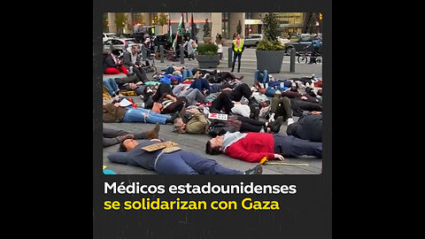 Manifestación de médicos estadounidenses en apoyo a Gaza