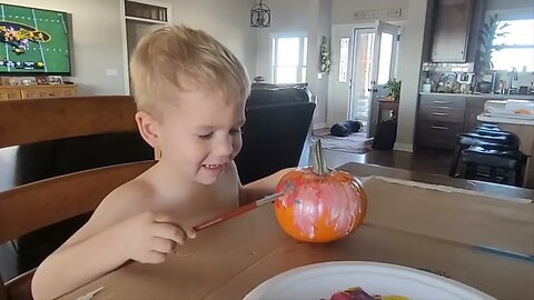Painting Pumpkins with Bubby