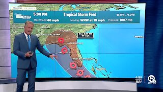 Tropical Storm Fred weakens, more of Palm Beach County, Treasure Coast out of cone of uncertainty