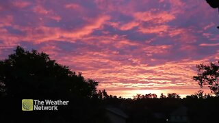 Fluffy cotton candy clouds stretch over Saskatchewan