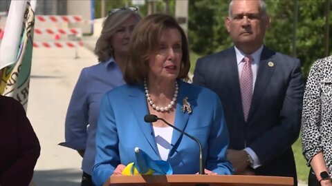 Nancy Pelosi speaks about infrastructure law at broken bridge in Delray Beach