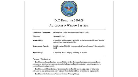 DoD Directive 3000.09 - Autonomous Weapon & Monitoring Systems