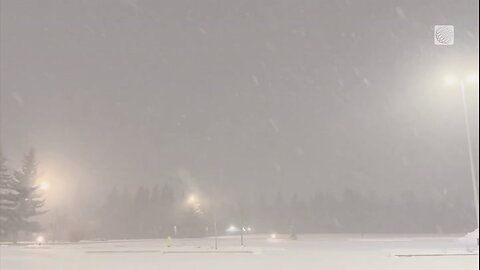 A Nighttime Snowfall in Red Deer