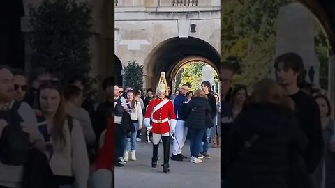 Guard pushes past tourist the look on his face #horseguardsparade