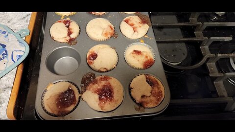 Homemade muffins with home canned strawberry jam #muffins no buy week