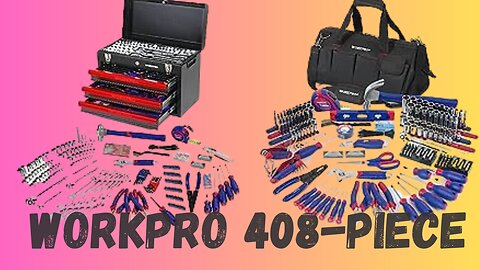 WORKPRO 408-Piece Mechanics Full Tool Set with 3-Drawer Heavy-Duty Metal Box