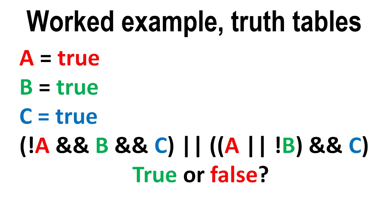 Worked Example Truth Tables Boolean Expressions And If Statements Computer Science