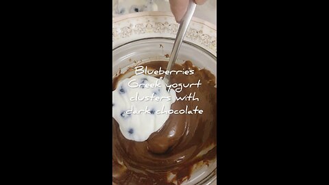 Blueberries greek yogurt clusters with dark chocolate