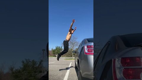INSANE VERTICAL JUMP ON THE CAR 🚀🚗 #Shorts