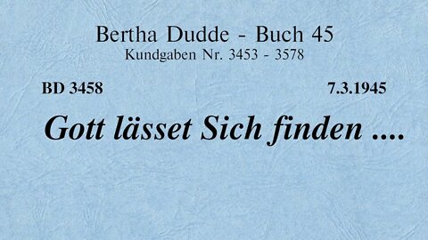 BD 3458 - GOTT LÄSSET SICH FINDEN ....