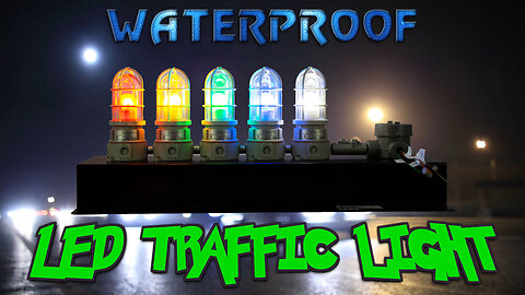 LED Traffic Light - 5 COLORED Lamps , Strobe or Steady - Black Back Plate