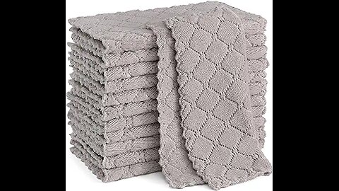 Homaxy 12 Pack Kitchen Dish Cloths(10 x 10 Inches, Grey), Super Soft and Absorbent